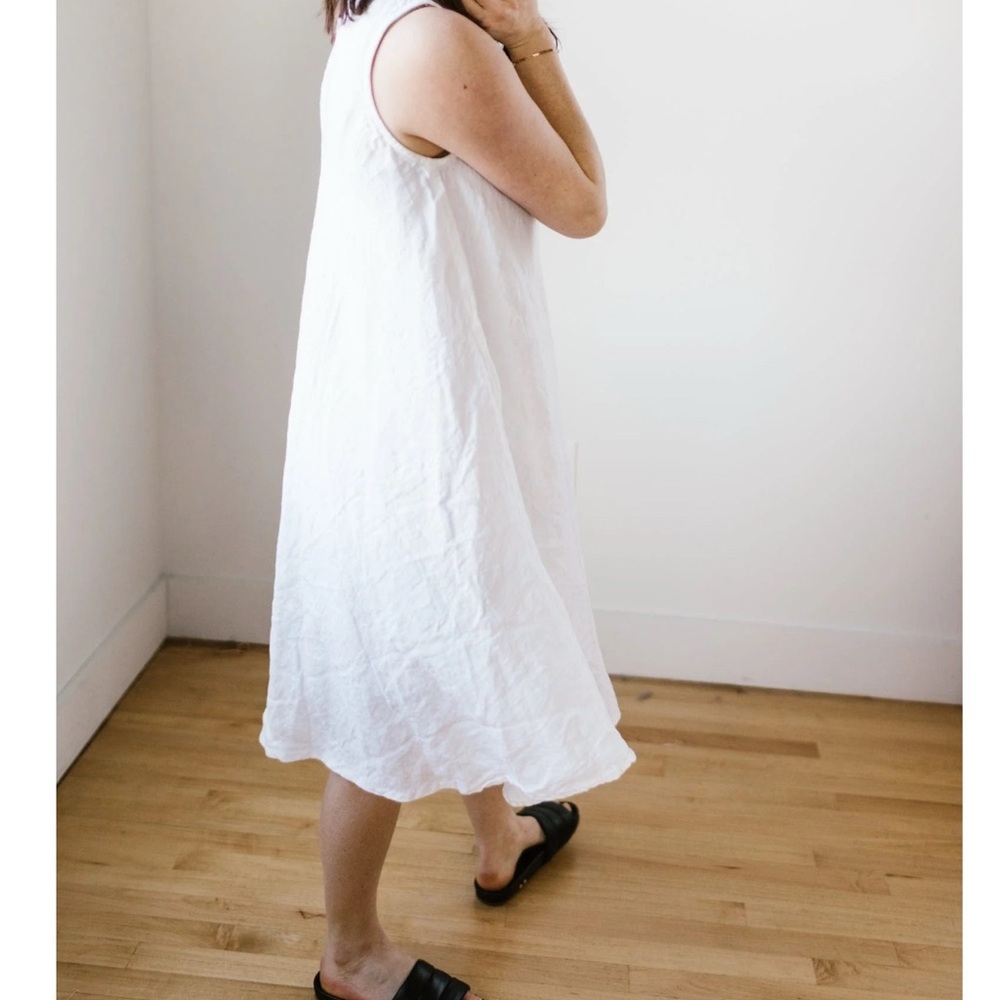 CP Shades linen navy blue Sleeveless Scoop Neck Midi Dress size Small - Picture 12 of 12